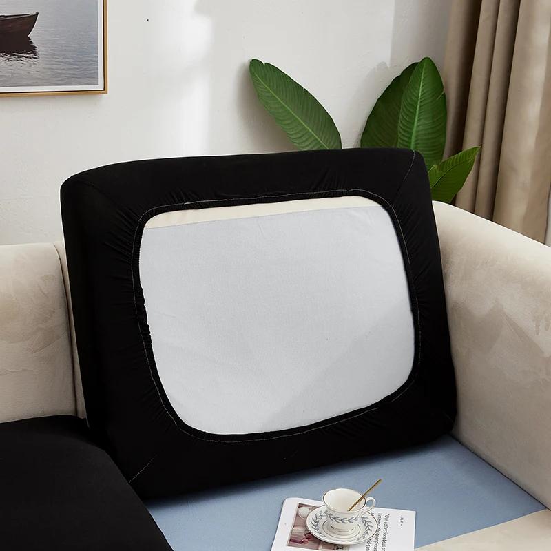 

Однотонный эластичный чехол на подушку сиденья дивана Чехлы для дивана для гостиной Съемный эластичный чехол на сиденье стула Защита для мебели Normal Size-1 чёрный