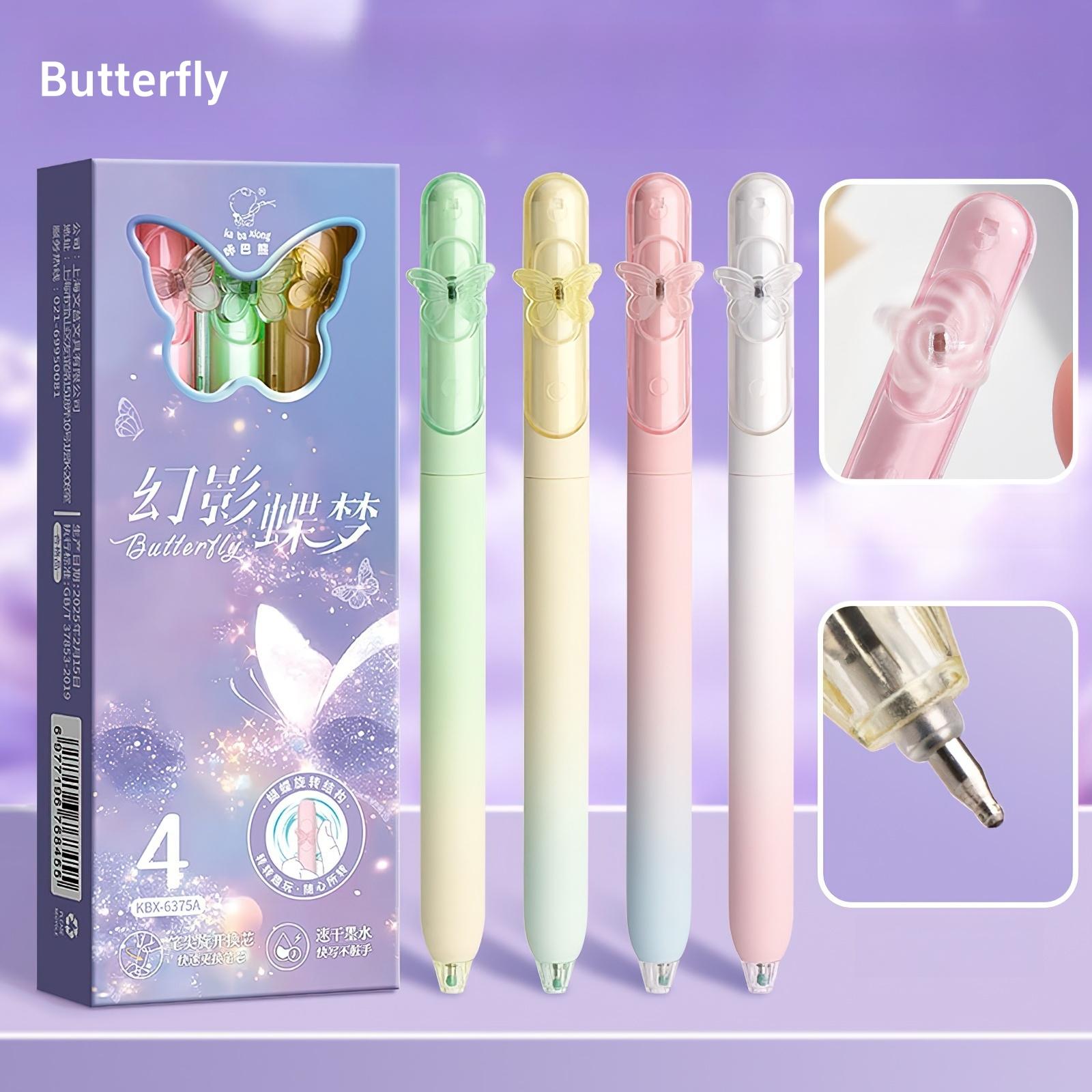 

Набор из 4 нежных и романтичных гелевых ручек, клип с вращающимся цветком маргаритки, быстросохнущие чернила черного цвета для письма, студенческая школьная