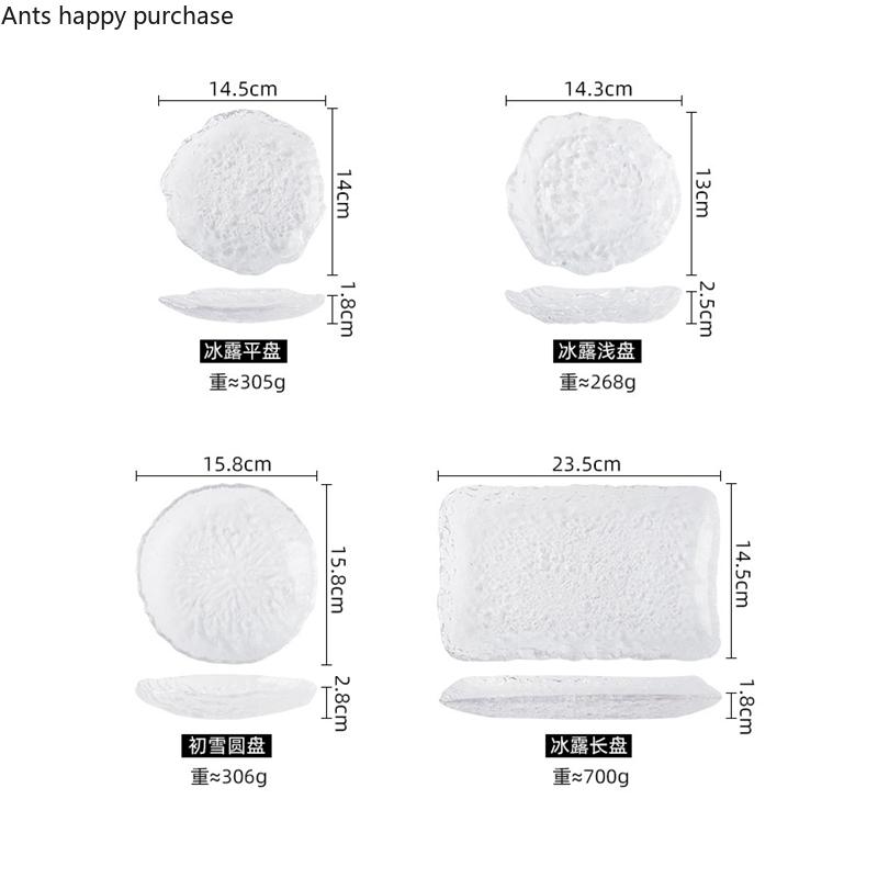 Irregular Crystal Glass Plate Salad Plates Fruit Dish Dim Sum Plate Sushi Plates Cake Pan Coaster Cup Saucer Dessert Bowl
