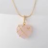No Ip Pink Crystal Heart Pendant Necklace With Waterdrop Design For Girls And Friends