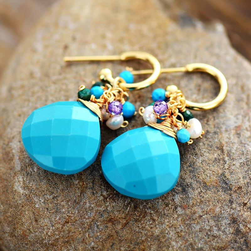 Light Luxury Handmade Opal Water Drop Earrings, Earrings, Natural Stone, Popular Designer Jewelry In Europe and America