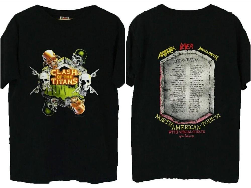 VINTAGE CONCERT T SHIRT CLASH OF THE TITANS TOUR 1991 ANTHRAX SLAYER ROCK Unisex T-Shirt XXXXL