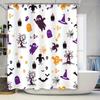 Spooky Halloween-themed Shower Curtains Featuring Ghostly Figures and Witchy Hats Perfect for a Spooky Bathroom Makeover