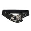 Waist Retro Metal Belt With Floral Water Digger Decor For Women Skirts Outerwear