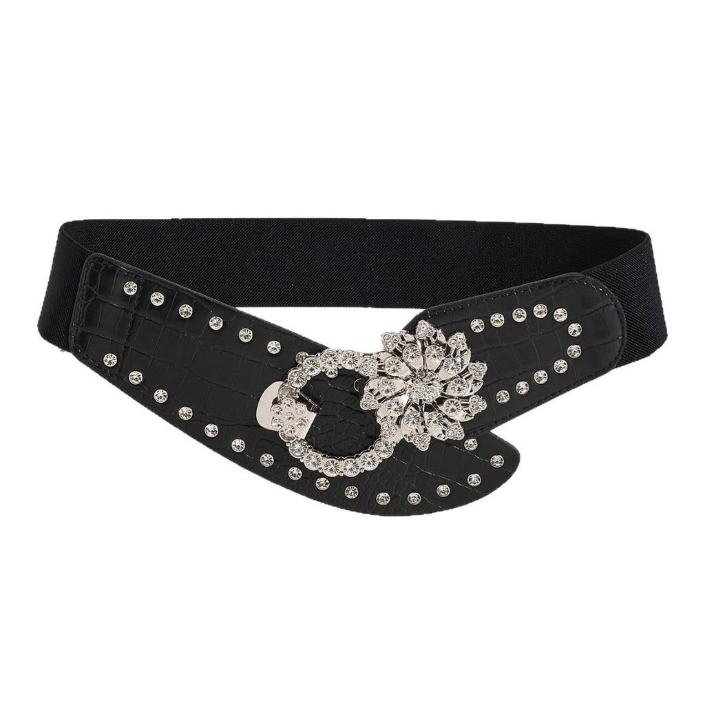 

Retro Waist Metal Belt With Floral Water Digger Decor For Women Skirts Outerwear