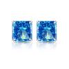 925 Sterling Silver Colored Ice Flower Cut Square Crystal Zircon Stud Earrings Birthday Party Anniversary Holiday Gift
