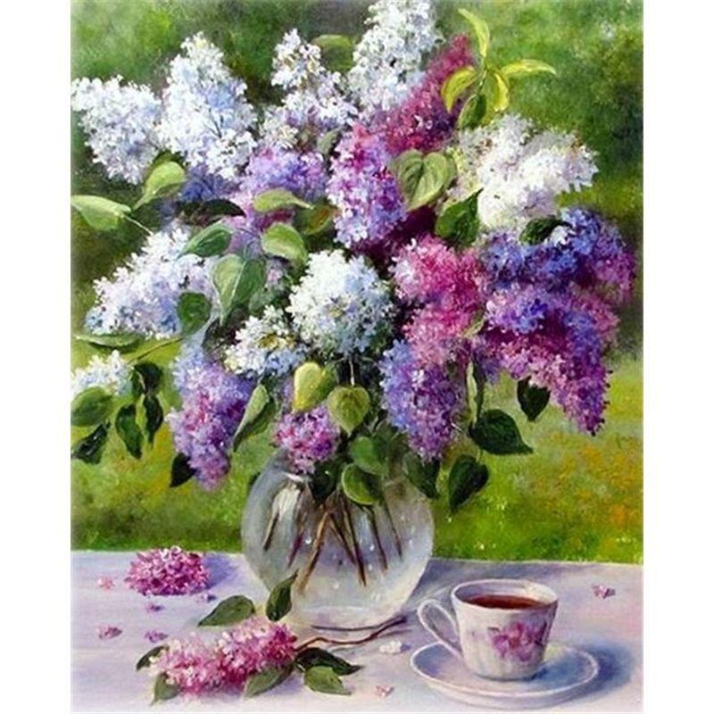 

Ваза для цветов, алмазная живопись, сиреневый, полная круглая дрель, 5D DIY, алмазная мозаика, красное вино, вышивка, цветок, ручная работа, подарок для хобби Full Round 30x40CM