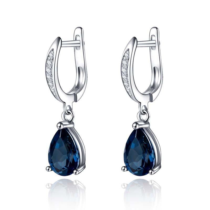 Blue Teardrop Stone Drop Earrings for Women Elegant Style