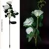 1pcs Outdoor Waterproof Solar Rose Lights with 3 Realistic Lighted Flower Heads Garden Decorative Lamp For Home Patio Decoration