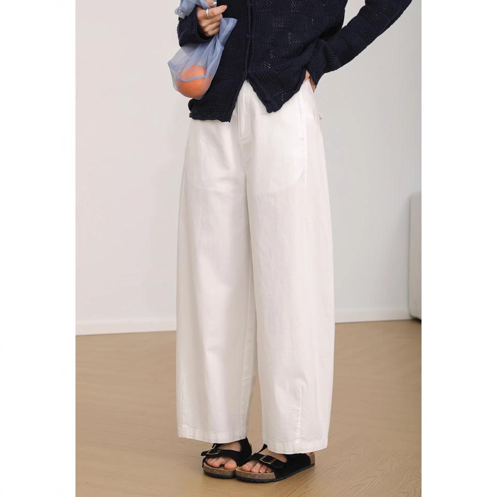 Women's High Waist Wide Leg Pants Loose Fit Mom Trousers Casual Japanese Korean Style Spring Solid Color Slight Stretch Washed Cropped Daily Culottes