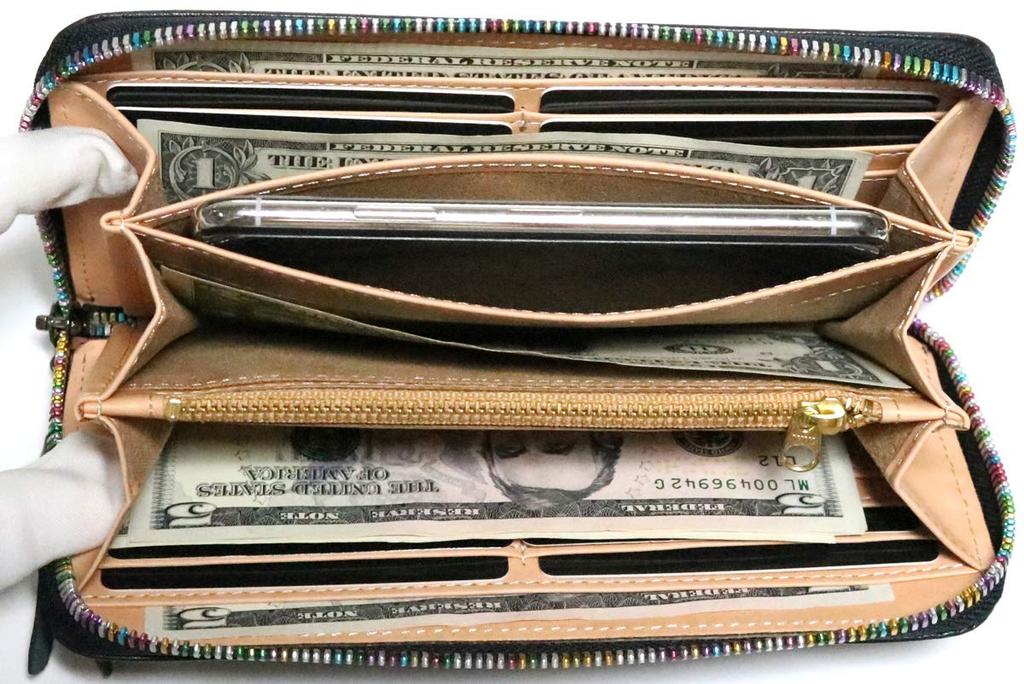 Black Adult Genuine Leather Cowhide Long Wallet Wallet Tochigi Leather Tochigi Leather Long Wallet Round Zip Round Zipper Long Wallet Large Capacity