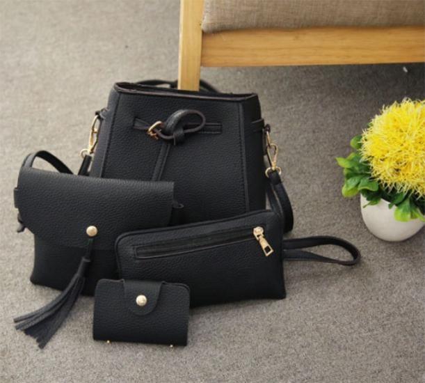 Sophisticated Women's 4pcs Handbag Set With Timeless Design And Solid Colors