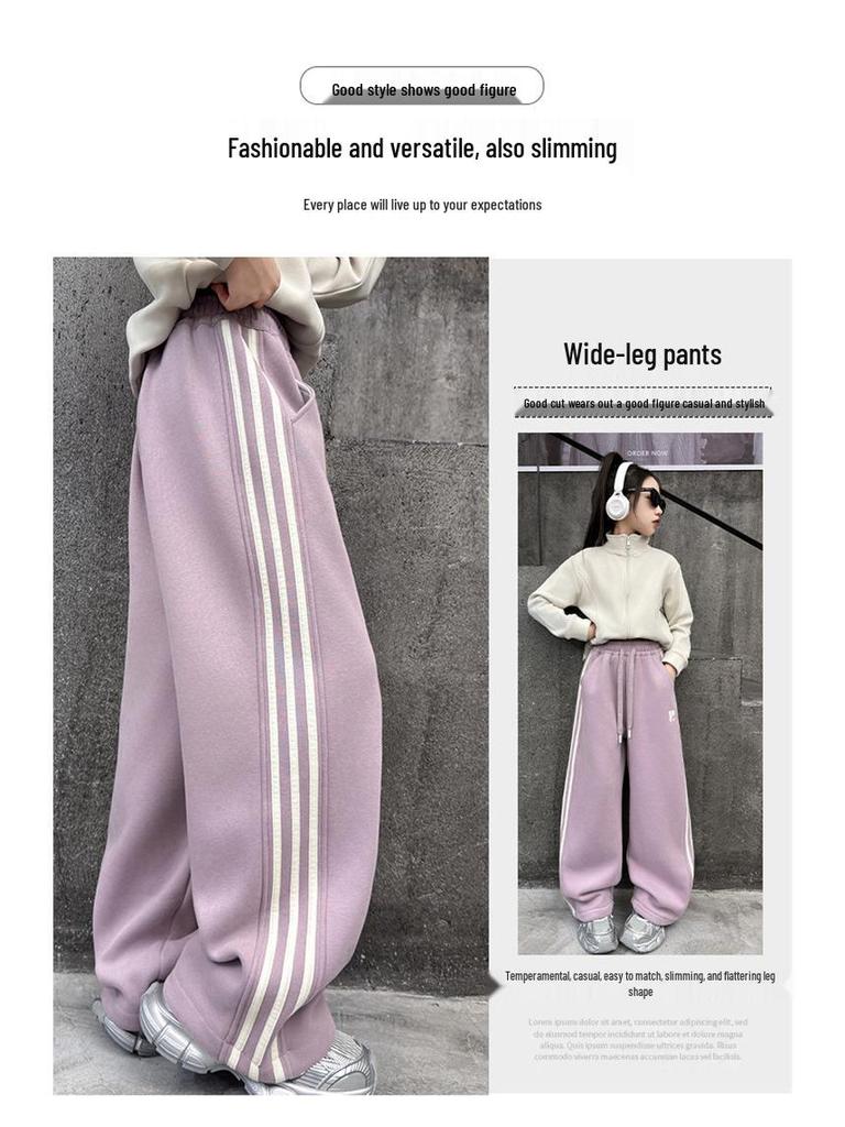 Mädchen Fleece-gefütterte Sweatpants - Herbst/Winter 2025, Vielseitig und lässig für mittlere und große Kinder.