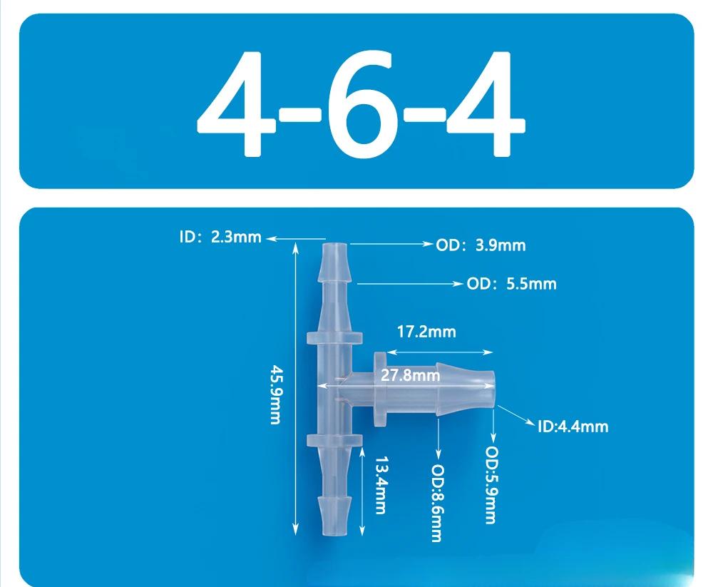 OD 1.6mm-20mm Plastic Equal Diameter Tee T-shaped Connector Pagoda Hose Barb Tee Hose Connector Multiple Specifications