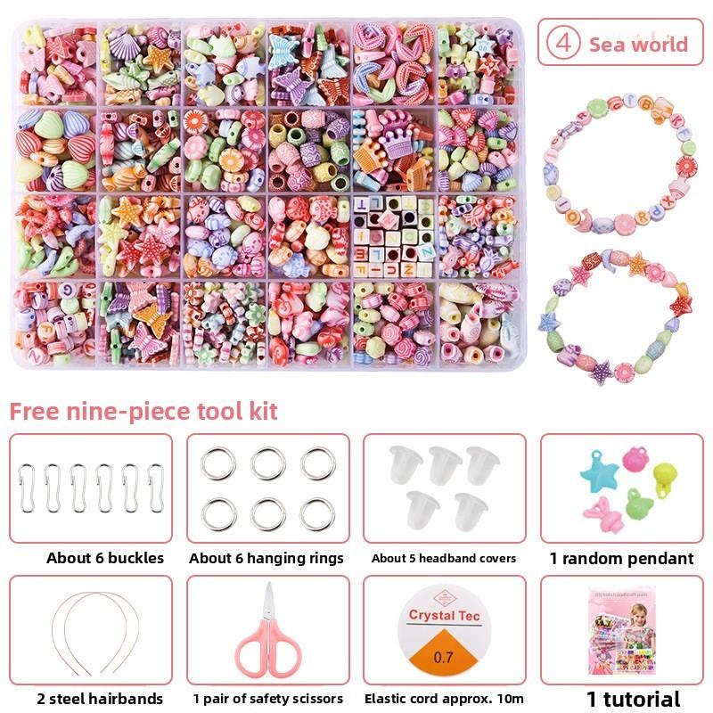 Children Bead Crafting Set Colorful Plastic Materials Handmade Accessories Gift
