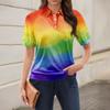 Women's Casual Floral Print V-Neck Short Sleeve Decorative Button T-Shirt Top