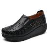 Platform Flat Shoes for Women Slip On Hollow Out Genuine Cow Leather Swing Shoes Shallow Ladies Casual Footwear