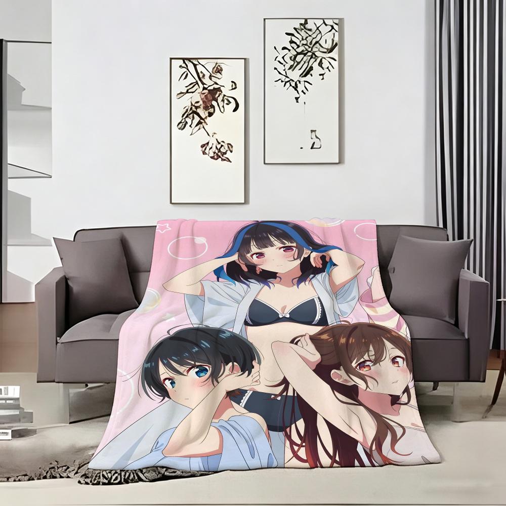 Comedy Anime R-rent a G-girlfriend Throw Lightweight 240g Flannel Blanket Soft Skin-friendly for Summer Cooling