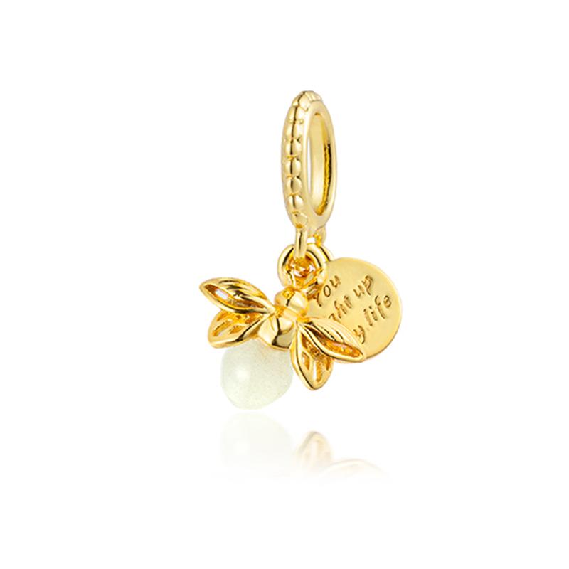 Glow-In-The-Dark Firefly Butterfly Charm Beads Fit European Original Copper Bracelet Necklace Beads For Diy Jewelry Women Gift
