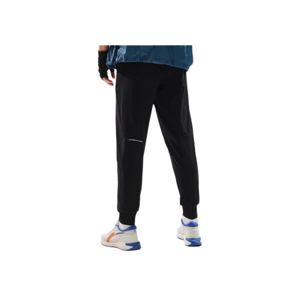 Li Ning Fitness Series Casual Comfortable Solid Color Mid Waist Moisture Wicking Knitted Sports Pants Men Pants Black AKYU415-1