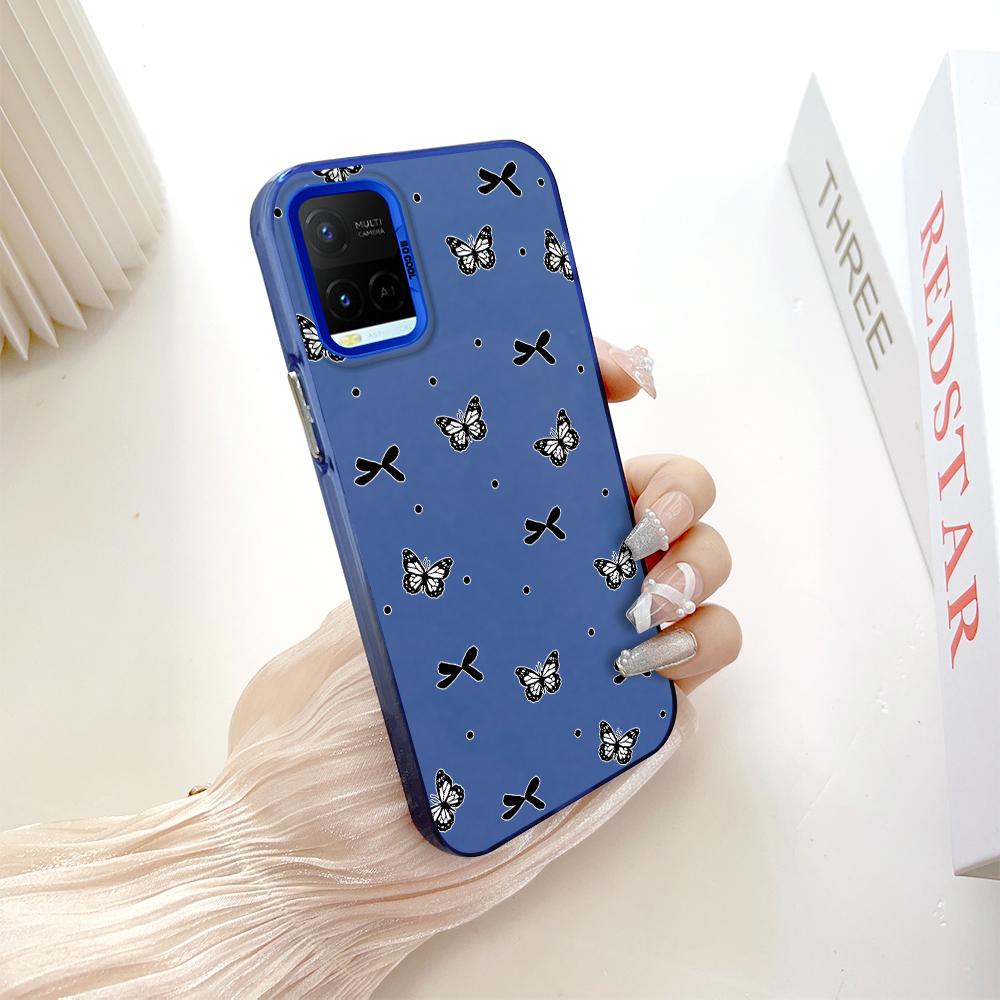Malovaný Vzor Barevný Stříbrný Oboustranný Tvrdý Kryt Nárazuvzdorný Proti Pádu Pouzdro na Telefon pro Vivo