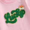 Toddler Girls Spring Outfits Long Sleeve Letter Embroidery Sweatshirt + Tiered Skirt Set Baby Irish Clothes