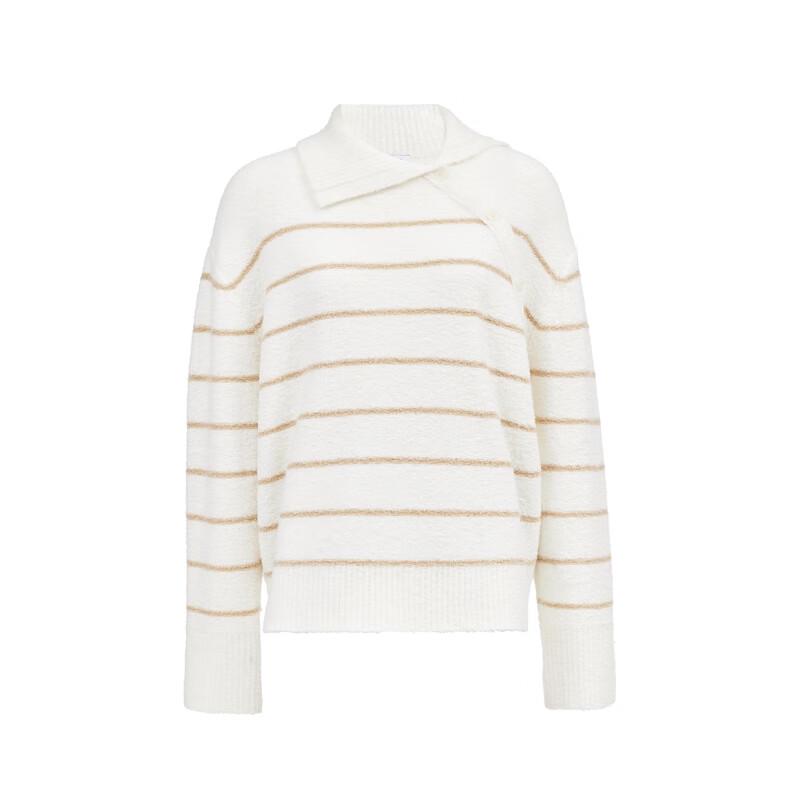 VEROMODA Women's Asymmetric Lapel Color Block Wool Blend Sweater