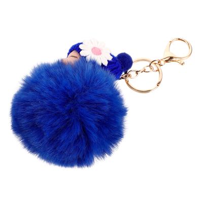 Kettenanhänger Weicher Schlüsselanhänger Ring Für Handtasche Schlüsselanhänger Pompon Schlüsselanhänger Auto Dekor Königsblau Gefüllter Anhänger