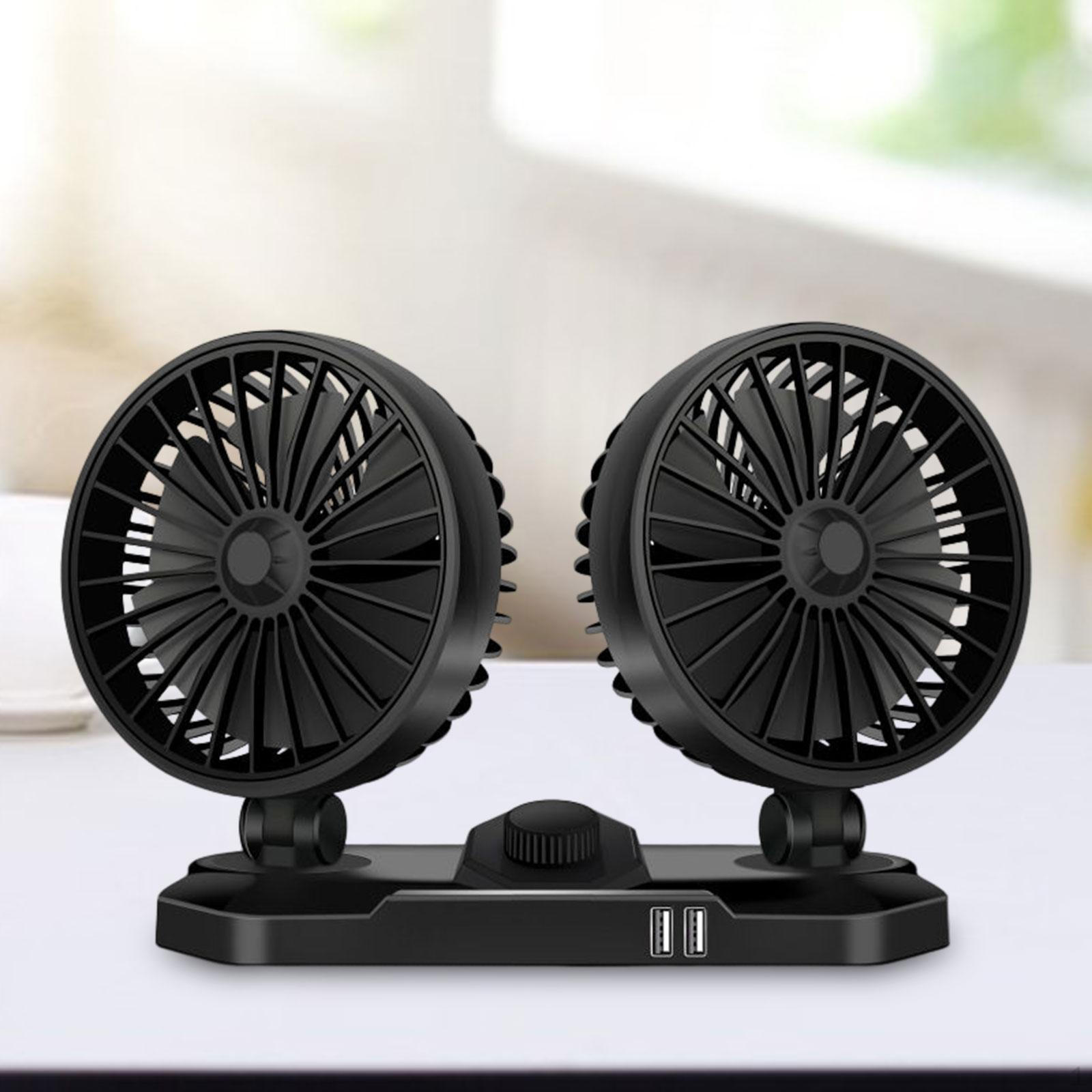 

Mini Car fan Degree Rotatable Auto for Truck Dashdoard Outdoor Summer Office Dual Head 12V