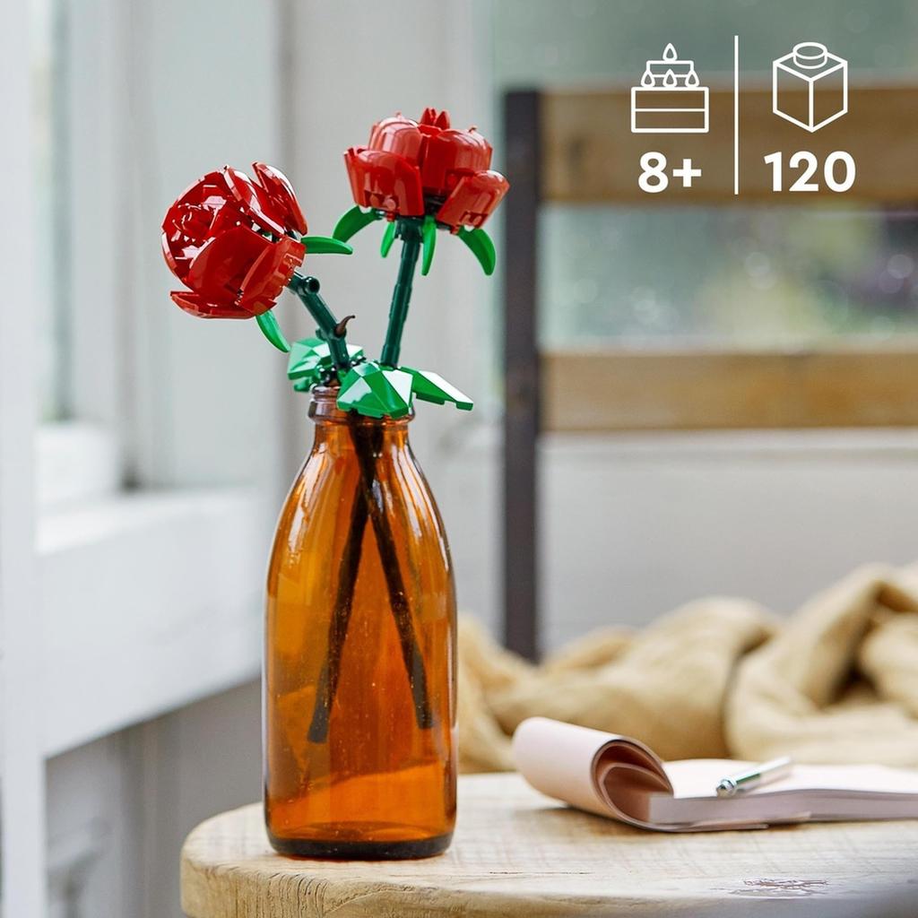 LEGO Botanical Rose Toy - Birthday Present for Girls and Boys, Ages 8, 9, 10, Elementary School Students. Artificial Flower Bouquet, Decoration, Inter