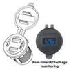 USB Charging Socket 12V-24V USB Power Outlet Double QC3.0+Double PD Type-C Outlet with Caps Voltmeter USB Port for Car