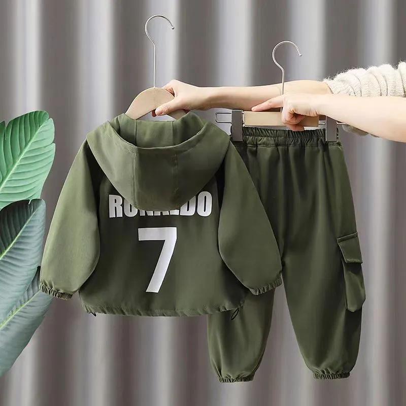 Boys' Spring and Autumn Suits Handsome Baby Jackets Children's Tooling Two-piece Suits