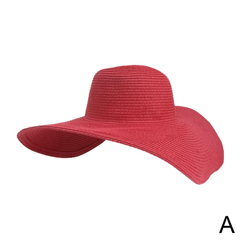 Korean Style Solid Color Wide Brim Sun Hat Women's Beach Straw Hat Foldable Spring Summer UV Protection Fashion Sunshade
