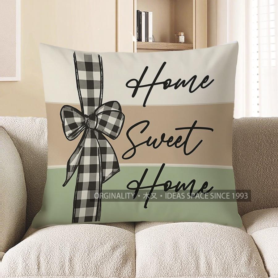 Home Decor Floral Basket With Bow Throw Pillow Cover Pattern Cushion Cover Suitable For Sofa Bedroom Car Pillow Cover