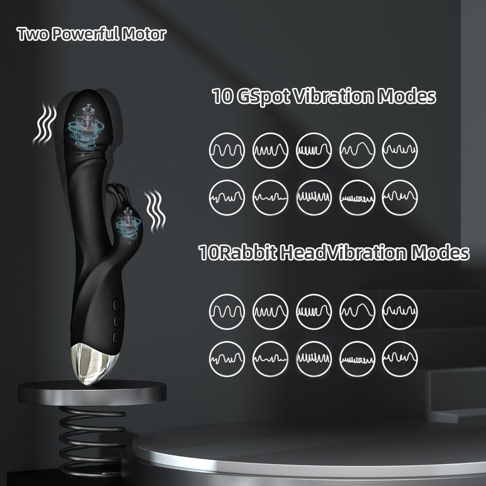 Králičí vibrátor pro ženy Výkonný bod G Stimulátor ženského klitorisu Vagina Masáž bradavek Dildo Tichá erotická hračka pro dospělé