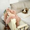 Flat Black White Tuxedo Cat Plush Cozy Toy Cute Doll Rounded Squat Silhouette Pink Inner Ear Simple Gentle Facial Stitch Compact