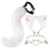 Cat Ears Headband Tail Leather Necklace Set Cosplay Headpiece Accessories