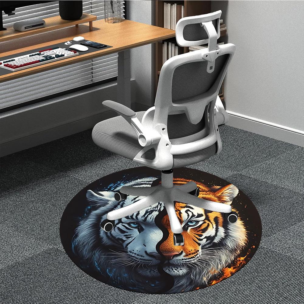 1pc Tiger Yin Yang Carpet, Round Non Slip Durable Large Size Office Carpet, Suitable for Office