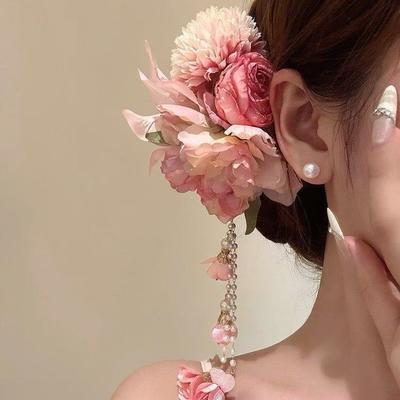 Swaying Posture~ Flower Hairpin Super Fairy Niche High-end Side Clip Summer Sweet Temperament Design Hair Accessories