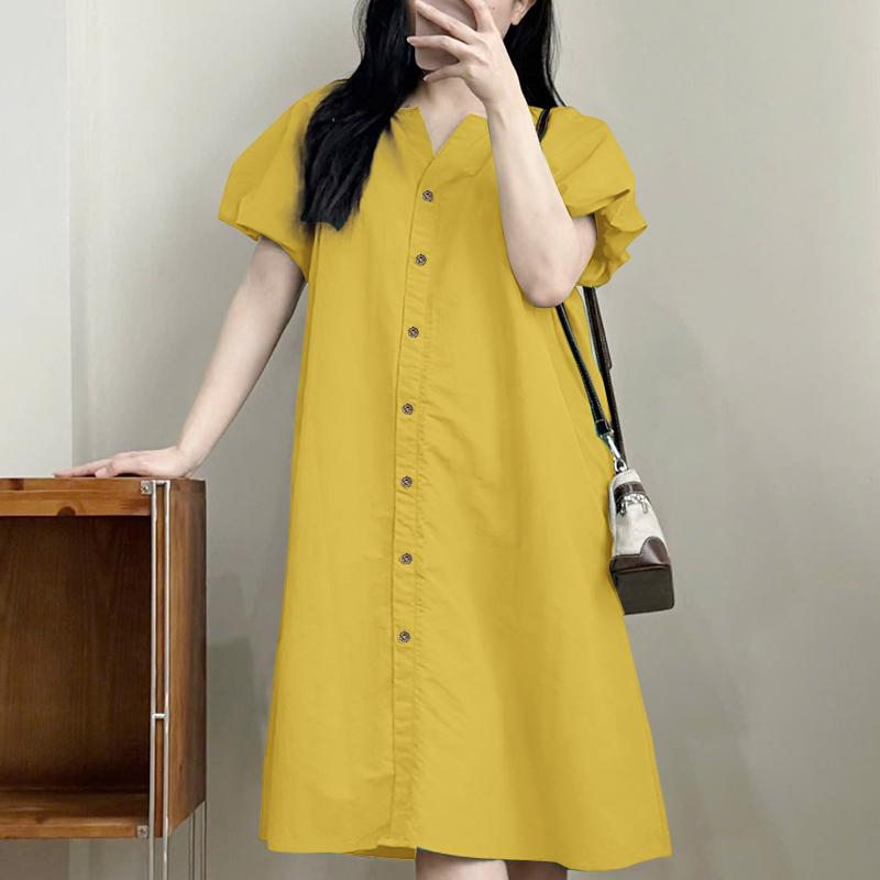 ZANZEA Lässiges Sommerkleid mit Rundhalsausschnitt und kurzen Ärmeln für Damen