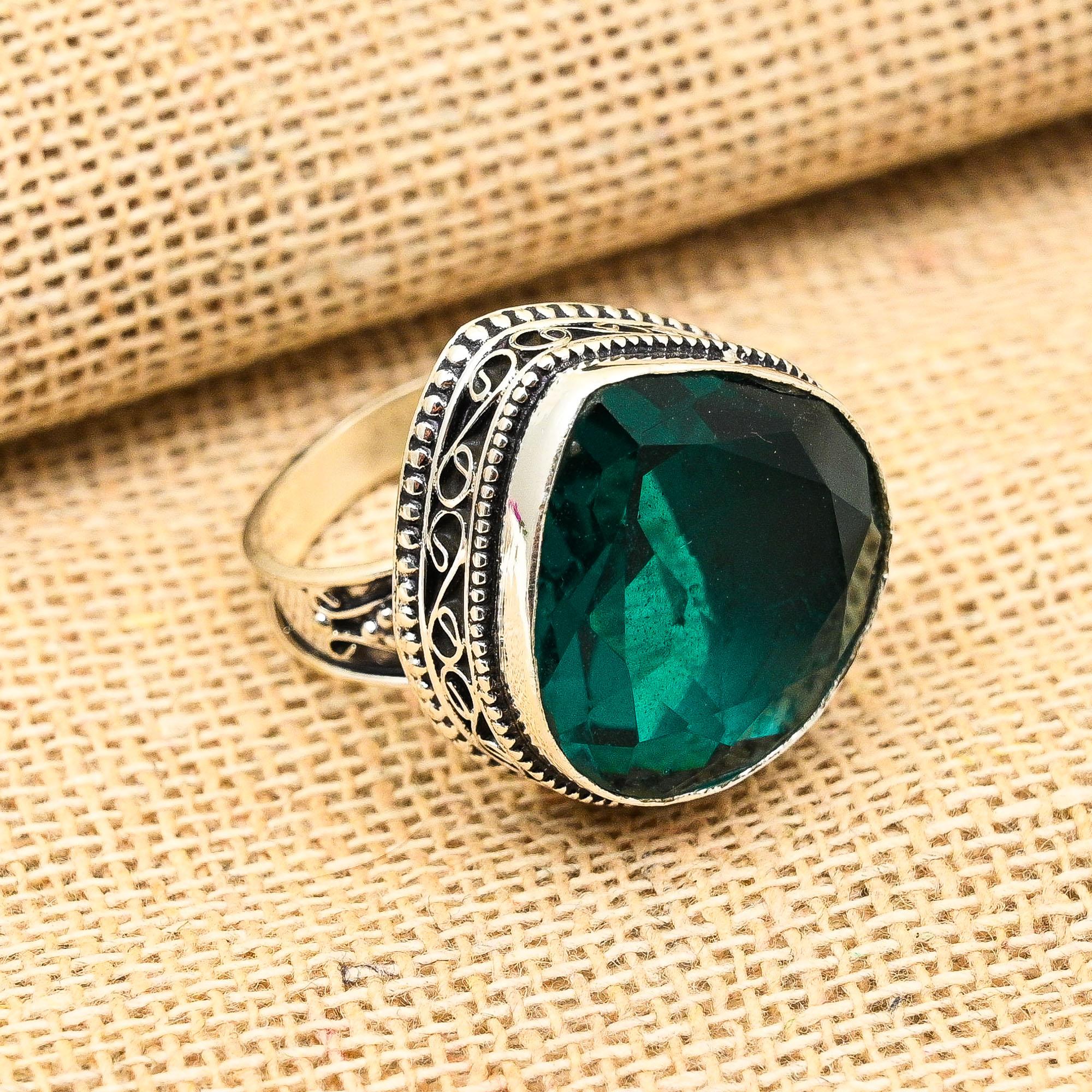 

Красивое кольцо из стерлингового серебра 925 пробы с драгоценным камнем индиколита ручной работы для подарка 8 зелёный