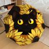 1pc Black Cat Sunflowers Umbrella with Plastic Handle,Suitable for All Seasons Home Travel Outdoor UmbrellaDD1733