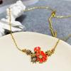 Enamel Purple Floral Necklace with Diamond and Pearl Accents - European & American Style Daisy Trendy Choker