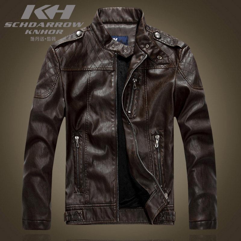 Leather jacket men's stand-up collar washed PU leather jacket nostalgic explosion