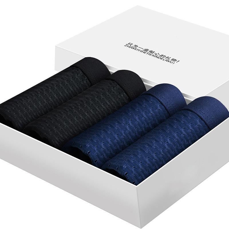 4pcs Men's Underwear Ice Silk Flat Corner Pants Sexy Loose Cool Mesh Square Corner Shorts