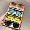 Vintage Doppelte Brücken Herren Damen Sonnenbrille Mode Klare Ozeanlinse Brillen Nieten Sonnenbrillen Unisex UV400 Brillen