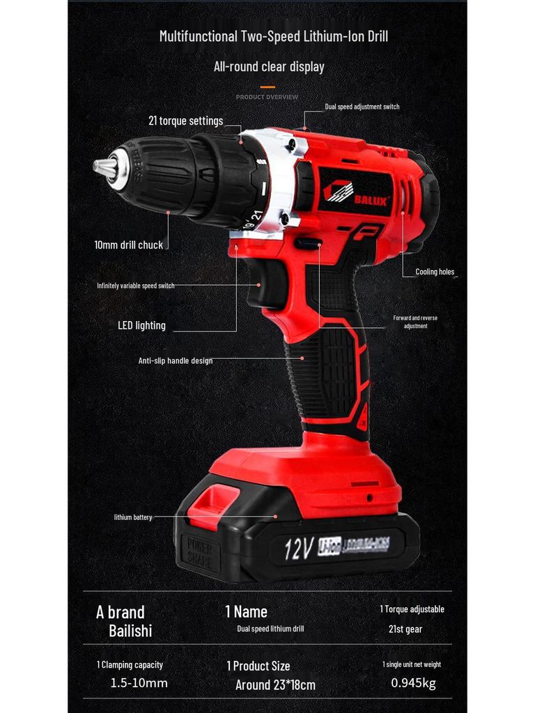 High-Power Portable Handheld Electric Screwdriver & Impact Drill for Wood Drilling
