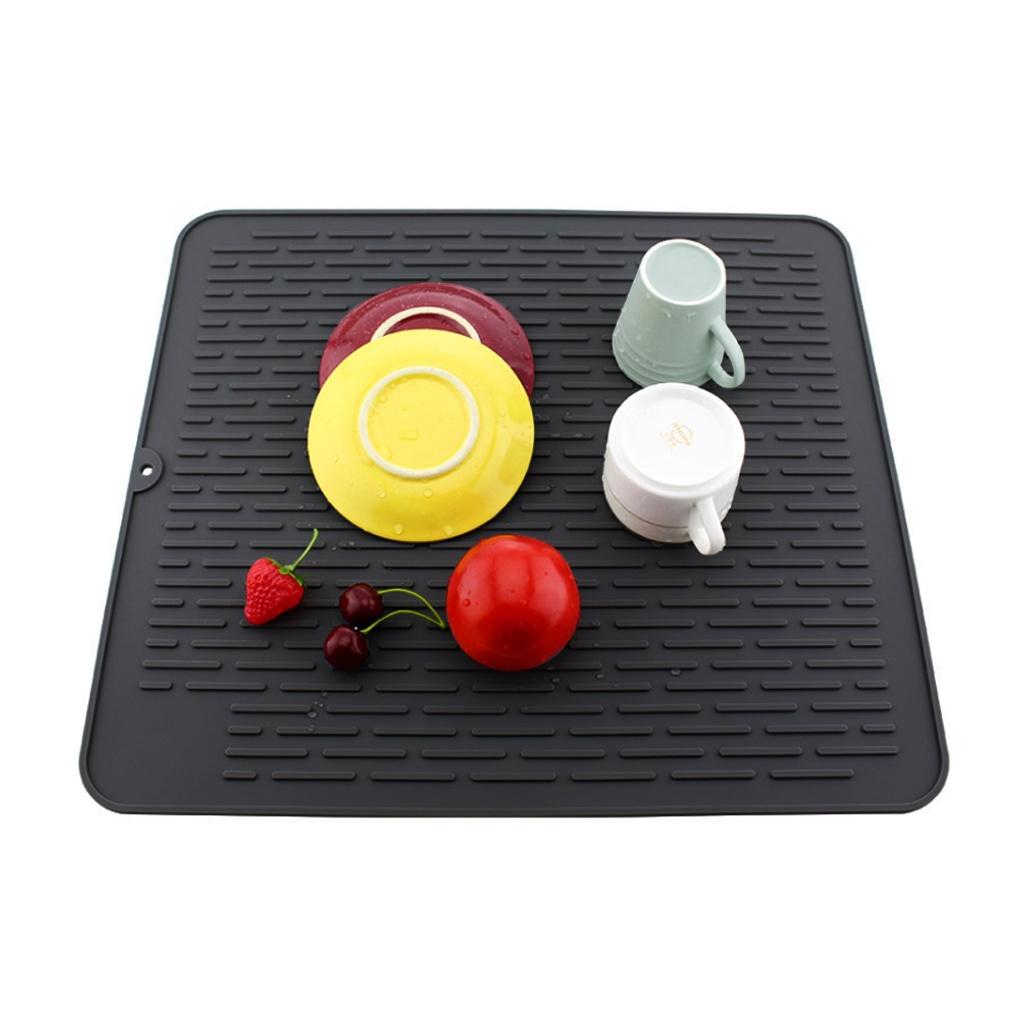Large Silicone Kitchen Mat (Black) Dish Drying Mat