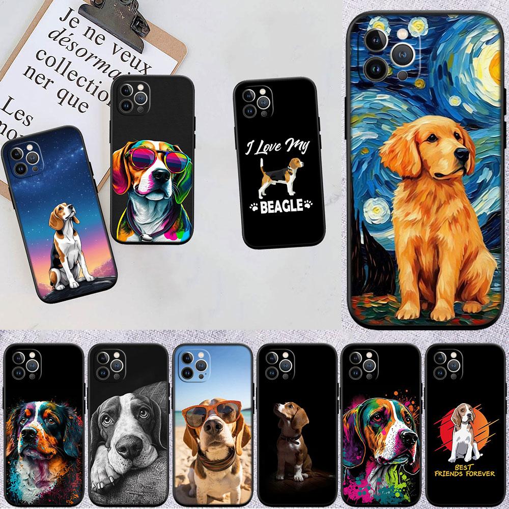CJ16 Beagle Dog Soft Shell Phone Case for iPhone 16 15 14 13 12 Pro Max Plus Mini