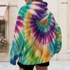 Women Plus Size Zip Up Hoodie Long Sleeve Drawstring Hood Pockets Green Beige Leaf Print Casual Top